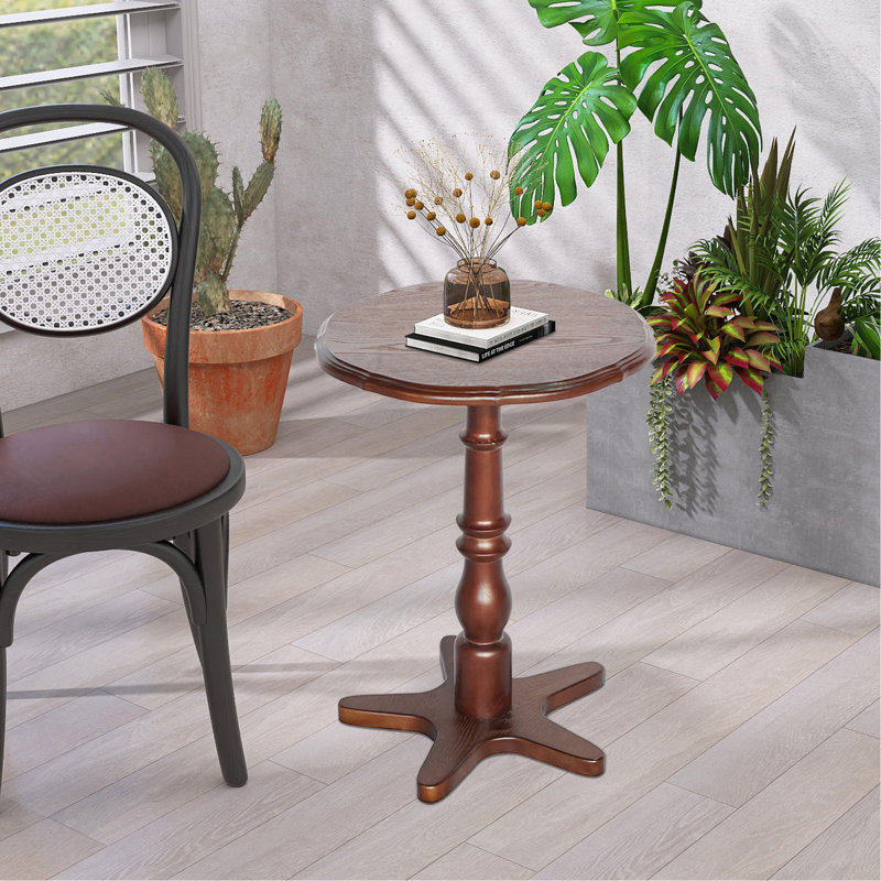 15.75 inch Round Small End Table, Walnut Brown