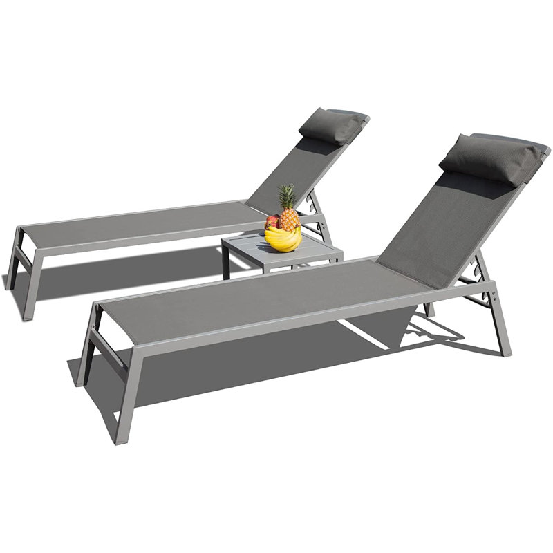 Patio Chaise Lounge Set, Gray