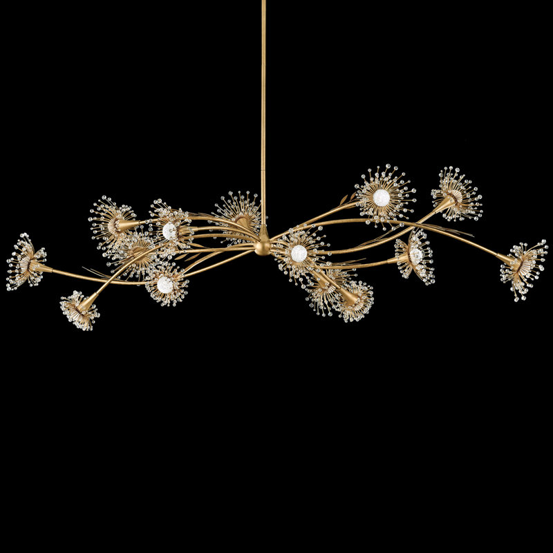 Coquette 14 Light Crystal LED Linear Pendant, Heirloom Gold