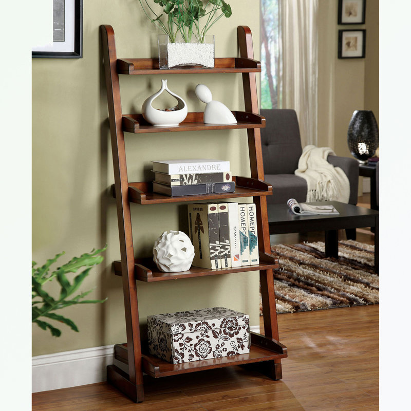 Ladder Shelf 5-Tier Shelf for Books, 55" H x 23.75" W x 15.5" D