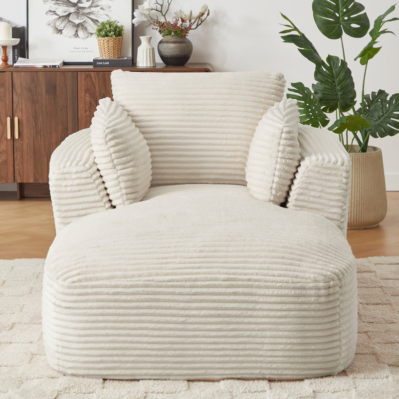 Méridienne surdimensionnée en velours côtelé, Beige