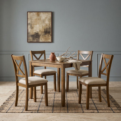 Five Piece Square Dining Table Set with Four Upholstered Chairs