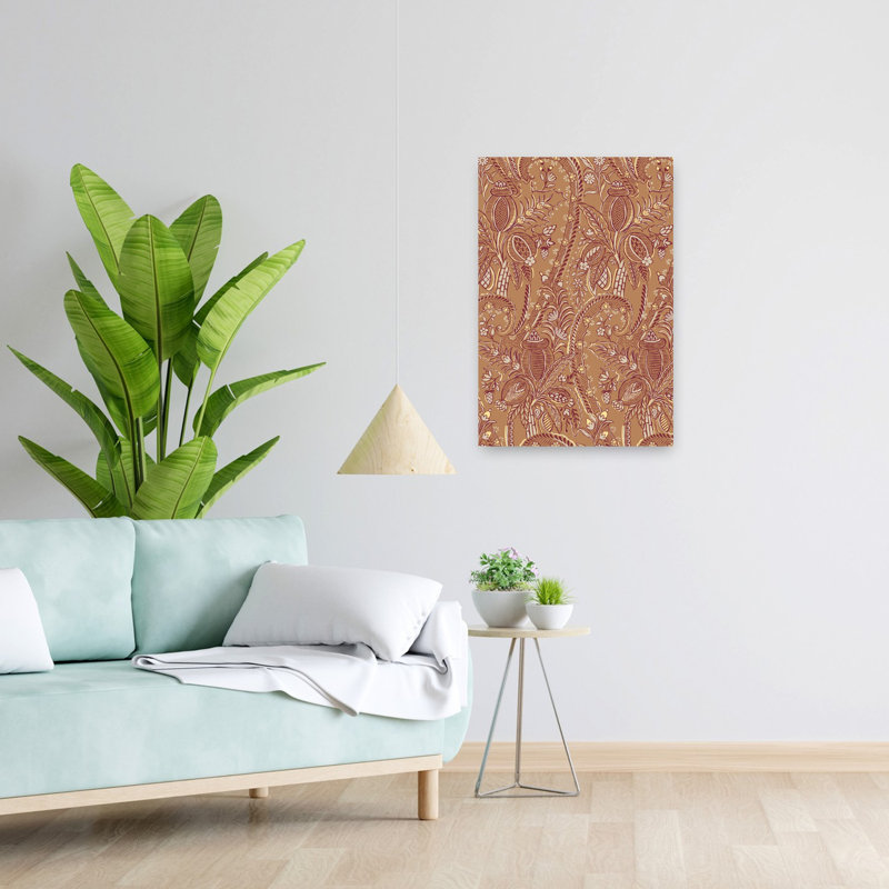 Art contemporain contemporain délicat, H 24 po x l 16 po, Orange