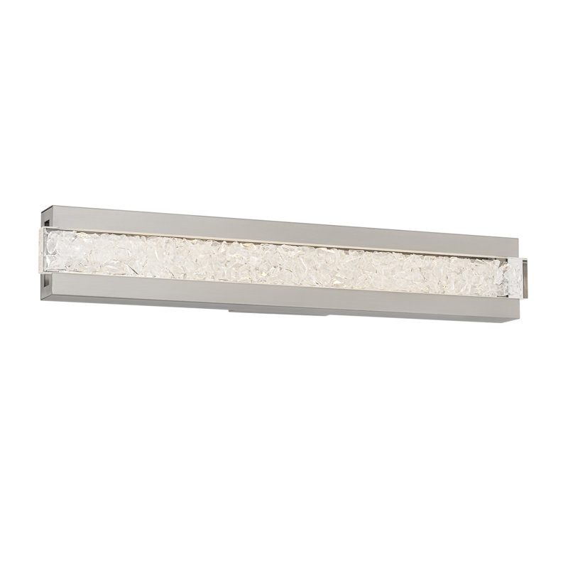 Posh 28" Dimmable LED Bath Vanity & Wall Light With Crystal, Brushed Nickel