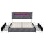 EU Double & King Velvet UPholstered Storage Bed With 4 Drawers, LED Shelf Headboard & USB-C Charging, Gre&Beige, 140/160X200cm-1364301408-1364301409