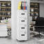 Classeur vertical en métal 4 tiroirs avec serrure pour bureau personnel, acier robuste, blanc
