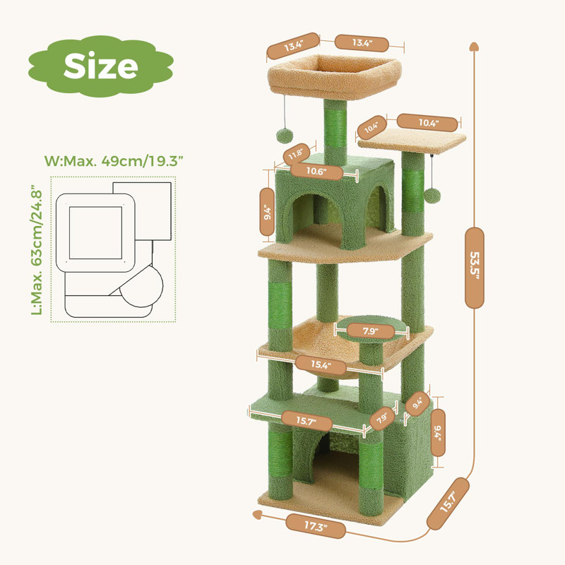 Grand arbre à chat, appartement pour chat avec poteaux à griffer et coussinets recouverts de sisal, aires de repos rembourrées et hamac