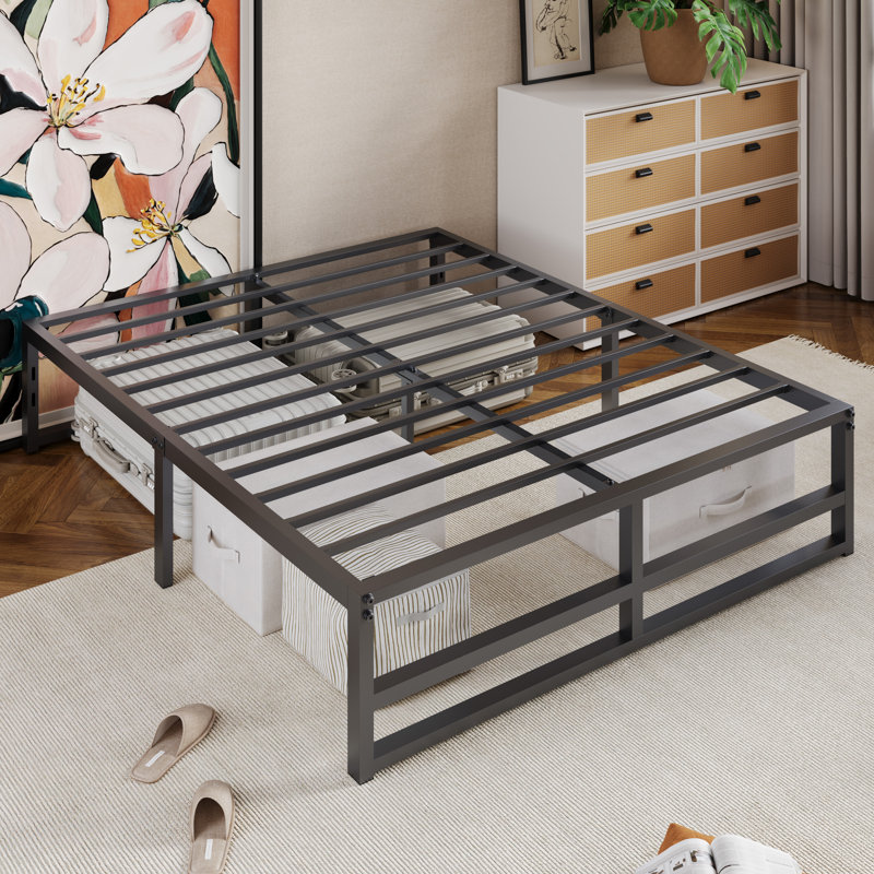 Base de lit en acier robuste de 14 po Kiliam - aucun sommier nécessaire - taille simple / grand / double, Lit double