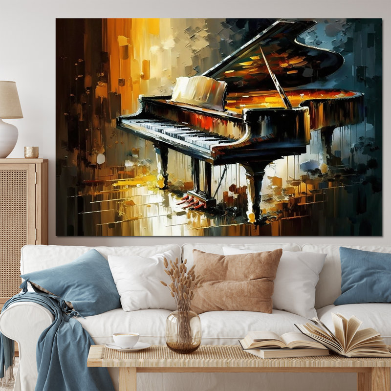 Piano On Stage - Music Canvas Wall Art