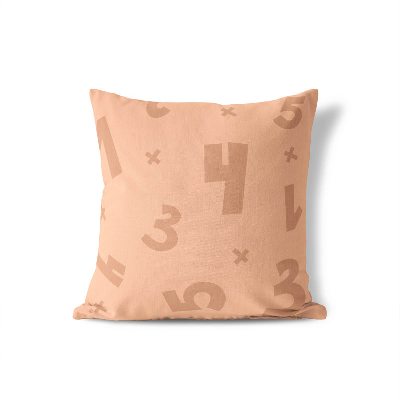 Coussin Numéros, H 16 po x l 16 po, Orange
