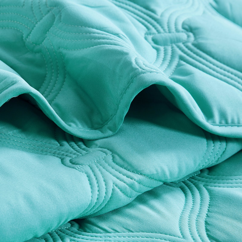 3 Piece Bradly Down Alternative Quilts Set, King Quilt + 2 Twin Shams, Teal