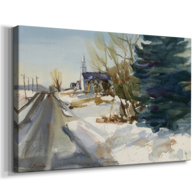 Congregational Church in Winter - peinture sur toile tendue