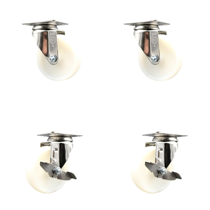 4 Piece Nylon Swivel Top Plate Caster Set