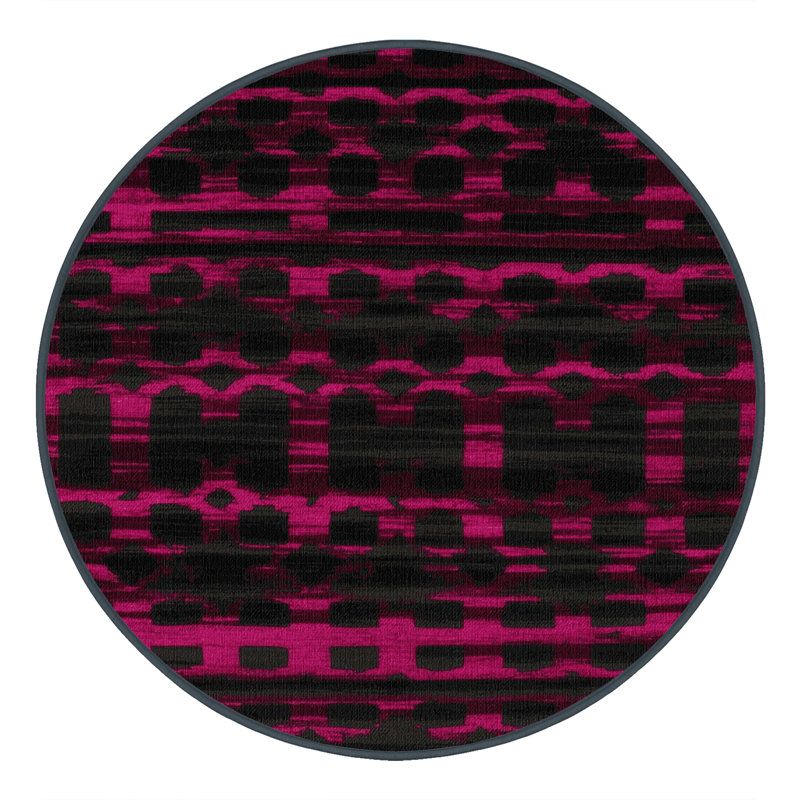 Machine Washable Trellis Black Area Rug, Round 3'