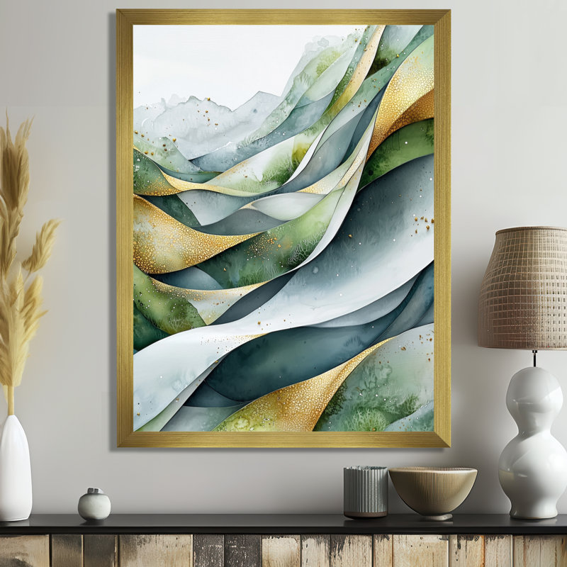 Grados - reproduction d'art sur toile abstraite, H 32 po x l 16 po, Reproduction encadrée d'une seule photo, Doré