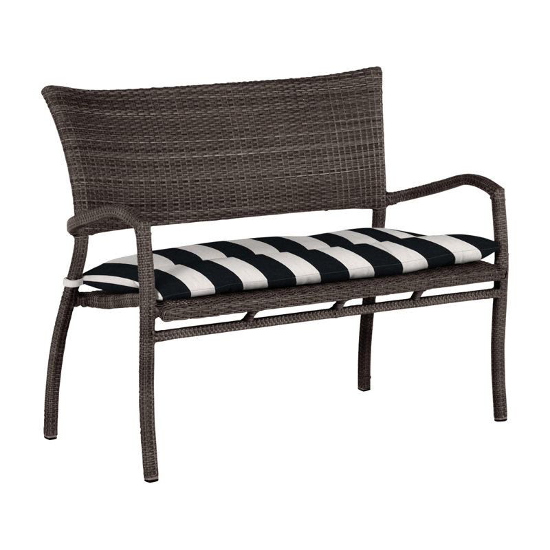 Banc tissé Skye - Noyer noir, Noyer noir, Sunbrella® ‑ Cabana à rayures minuit, Pas de soudure