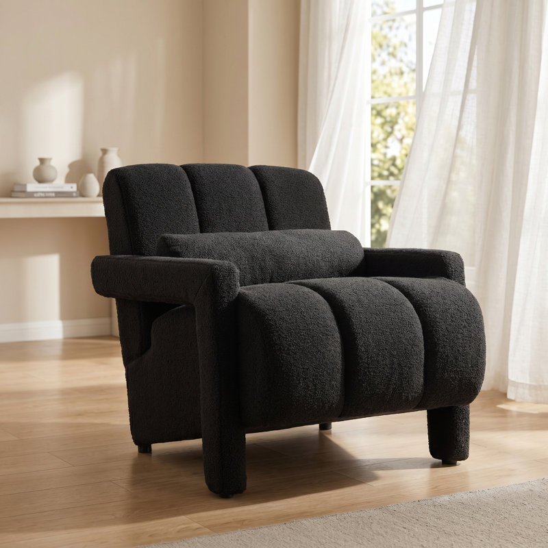 Jakeim 28‘’ Upholstered Accent Chair with Arm, Black