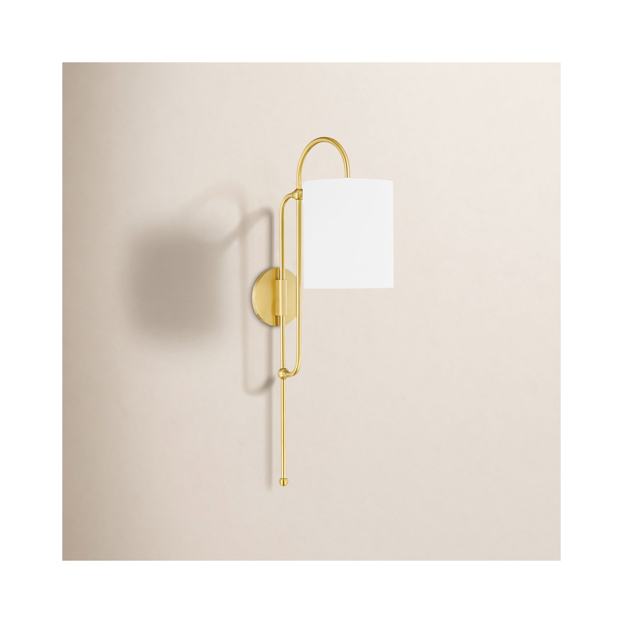 Nolah Single Light Dimmable Plug-in Wallchiere, Aged Brass