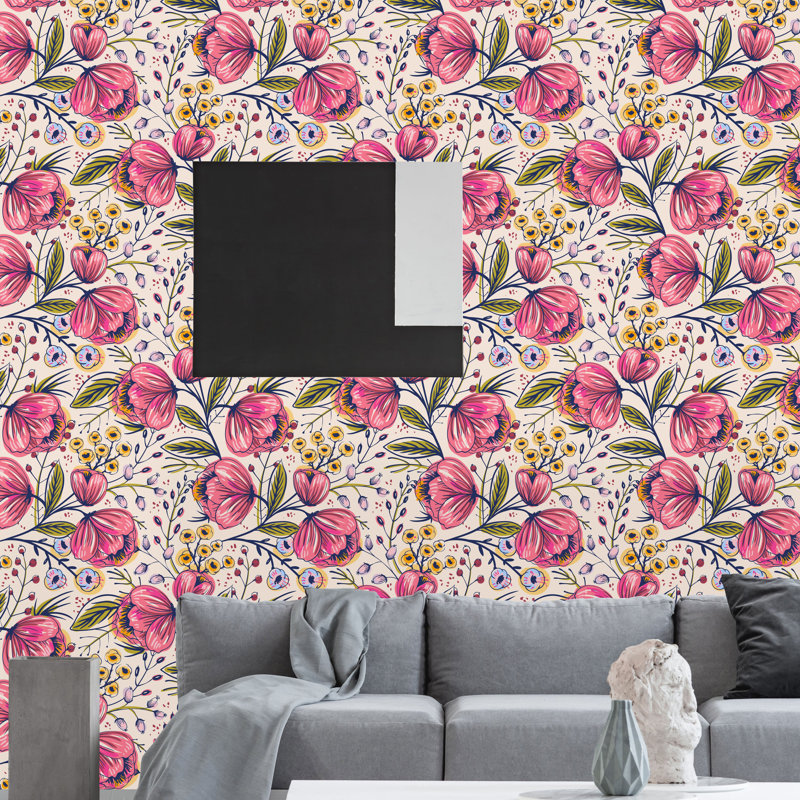 Rouleau de papier peint Pontiac Poppy Flowers, L 16,67 po x l 25 po