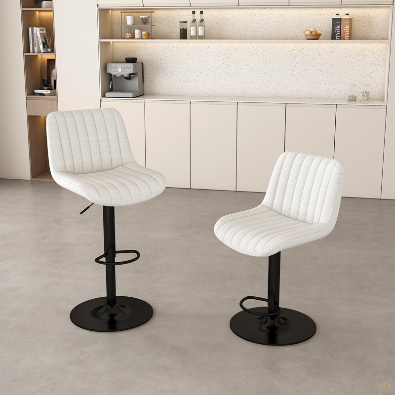 Swivel Bar Stools With Adjustable Height (35.03-43.7 Inches), Backrest, And Soft Knit Fabric - Ideal For Kitchen Island, Bar Counter, Dining Room(Set Of 2)