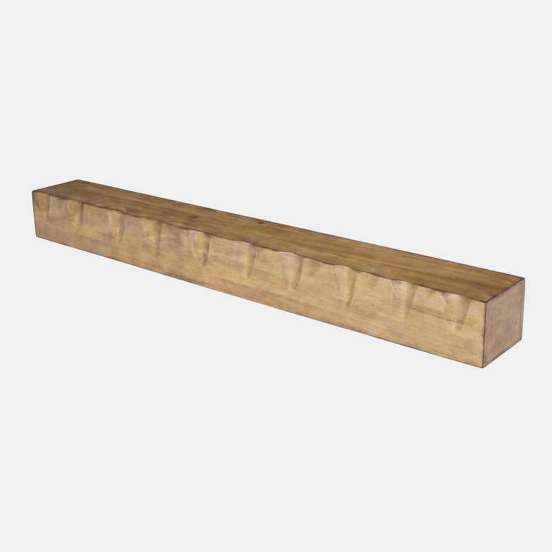 Solid Wood Live Edge Fireplace Shelf Mantel, Oak Brown 