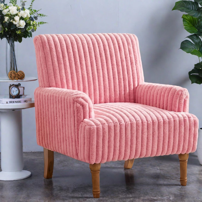 Chaises d'appoint confortables, chaise rose moderne en velours côtelé pour la maison