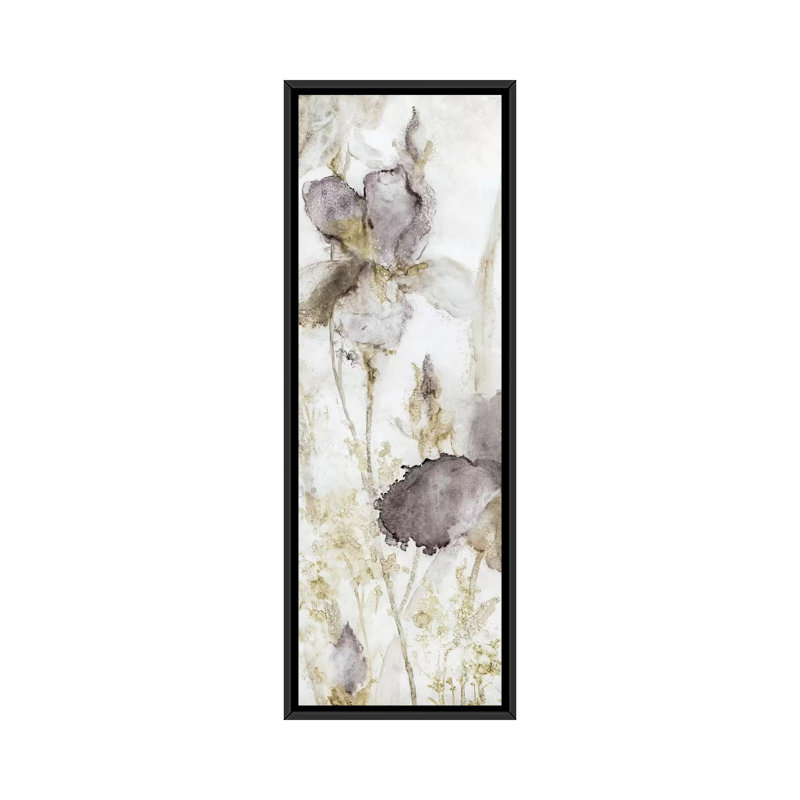 «Dawn Iris» par Carol Robinson, reproduction d'art sur toile 1 pièce, H 36 po x l 12 po x P 1,5 po, Cadre noir