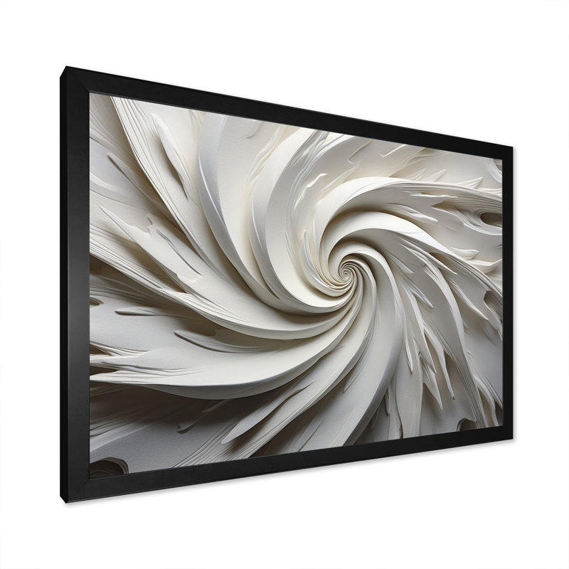 «White Majestic Motion I - Abstract Spirals», art mural encadré, H 12 po x l 20 po x P 1 po
