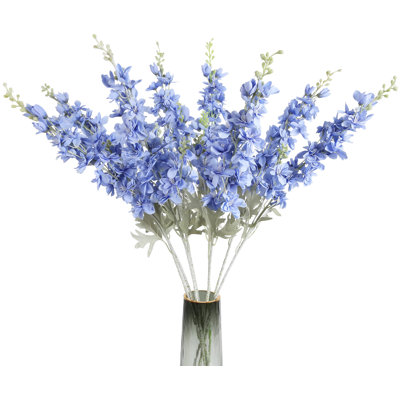 6 pièces de fleurs artificielles Delphinium pour grand vase Larkspur Faux fleurs 33,5 po Tiges longues fleurs en soie artificielle pour la maison de mariage Baby Shower Arrangement floral Centre de table