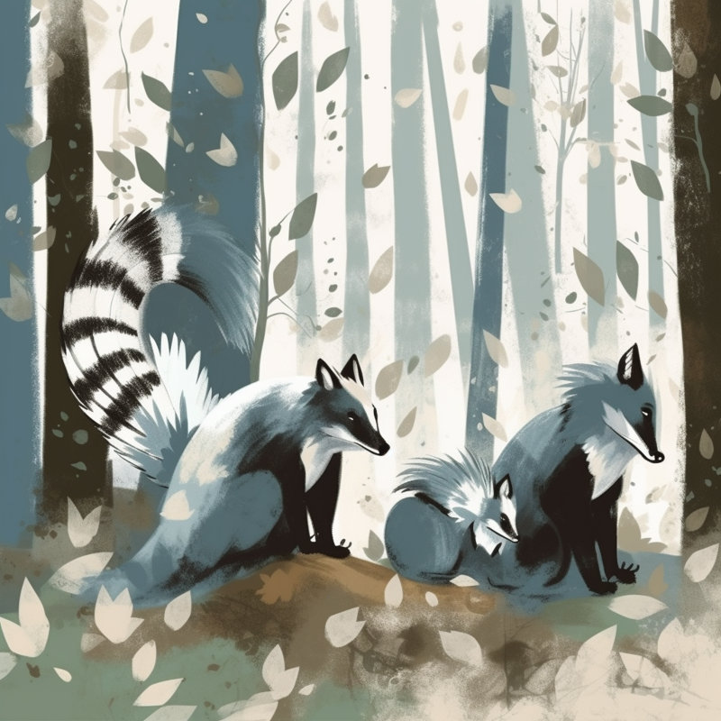Skunk Animals Blue Comforter, Queen Comforter
