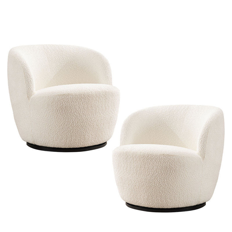 Fauteuil demi-tonneau pivotant Nen Boucle, Blanc