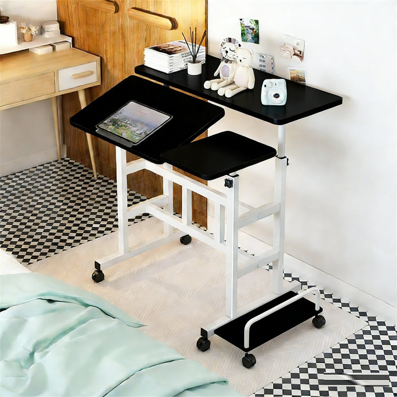 Adjustable Metal Base Computer Desk, Black