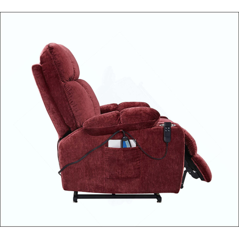 Dual OKIN Motor Power Lift Recliner Chair  For Elderly Infinite Position Lay Flat 180° Recliner With Heat Massage, Red