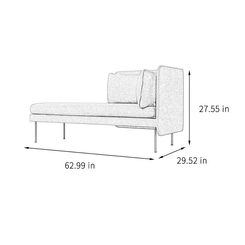 Chaise longue de loisirs simple et élégante, Gris, Orienté à droite