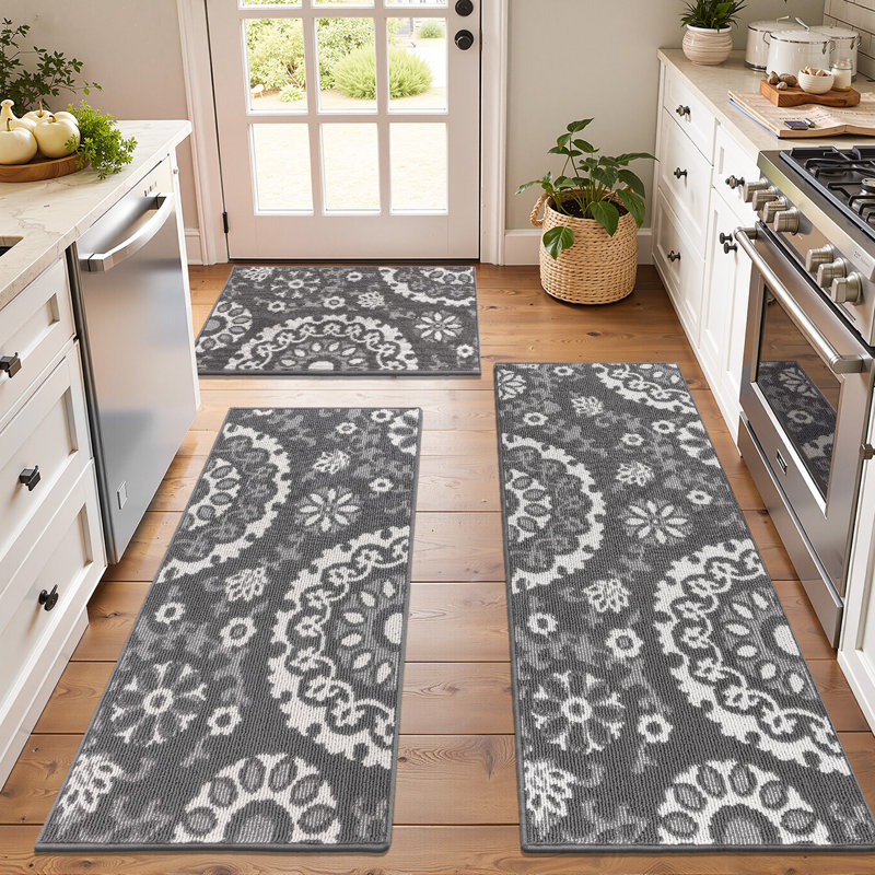 Large Size Scratch-resistant Kitchen Mats (Set of 3), Gray