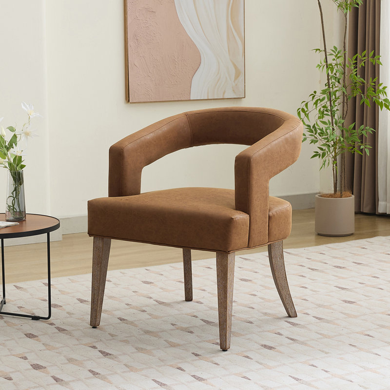 Chaise d'appoint moderne avec dossier ouvert, Similicuir brun