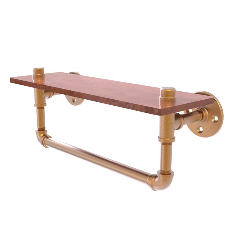 Tablette en bois massif Bayer, Bronze brossé, H 6,5 po x l 16 po x P 5,6 po