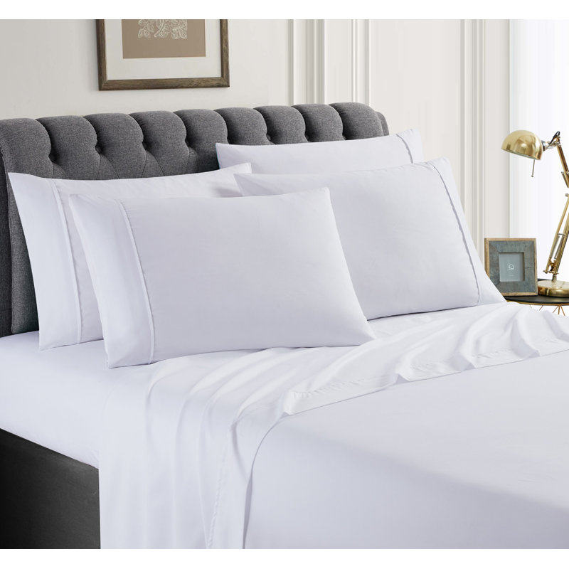 Microfiber Percale Sheet Set, White, Full Sheet Set + Fitted Sheet + 2 Pillowcases