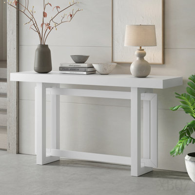 U_style 59.1'' Painted Entryway Table With Pine Veneer,Unique Triple Rectangle Design Console Table With Thick Pine Wood Legs,Extra Long Sofa Table Versatile For Hallway, Living Room,Kitchen