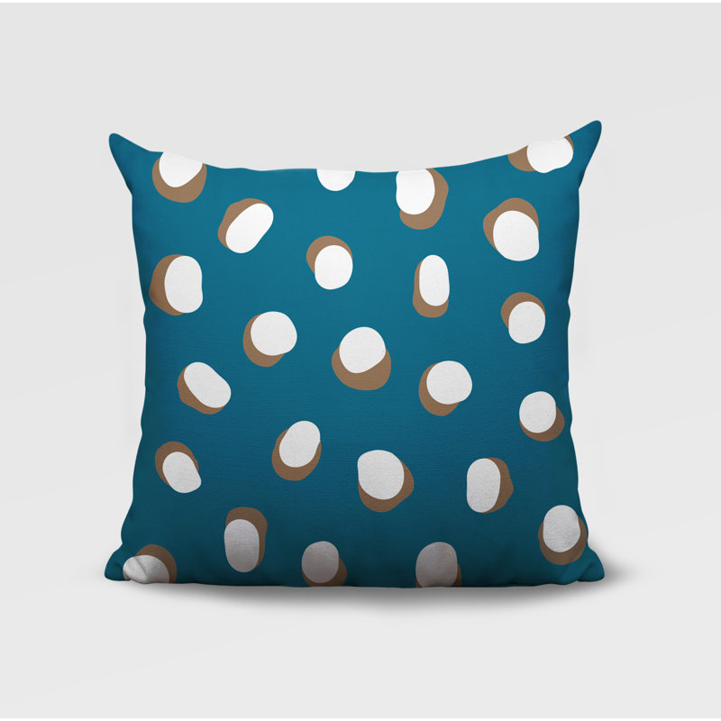 Oreiller réversible intérieur / extérieur Jayi Spots, 16 x 16, Turquoise