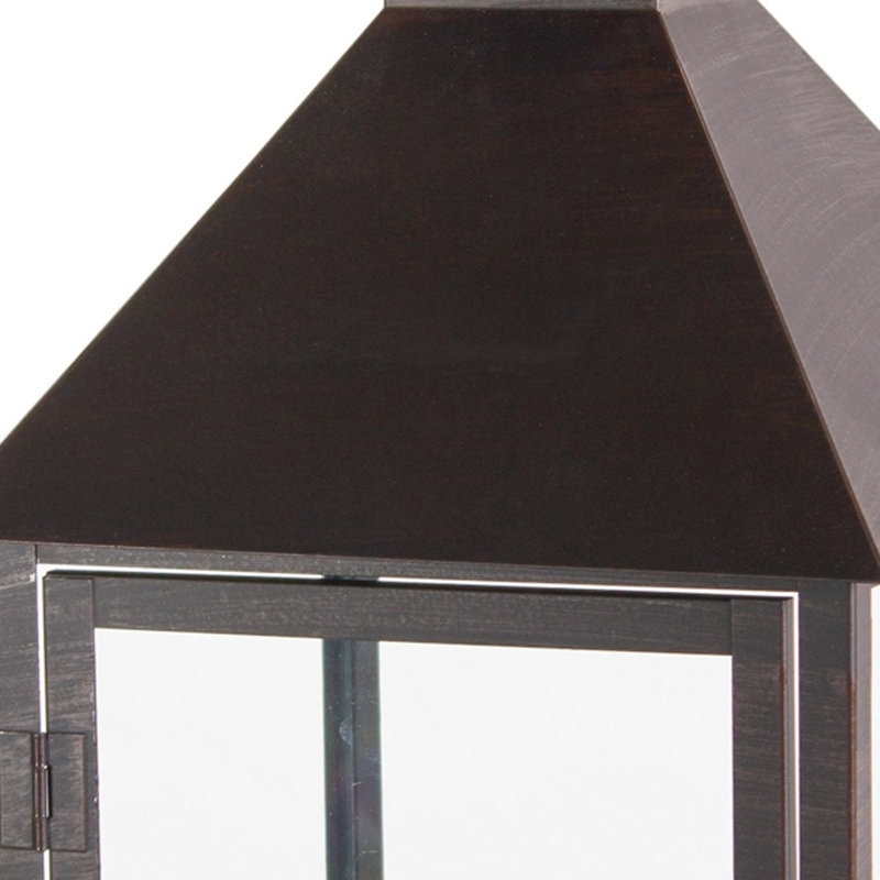 Ensemble de deux bougeoirs de lanterne géométrique en fer noir et verre