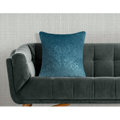 Fresh Ideas Edie@home Damask Feather Reversible Throw Pillow In Teal