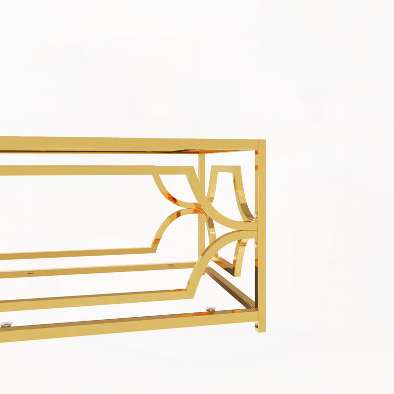Table basse Modern, H 18,1 po x l 47,3 po x P 23,6 po, Transparent / Transparent,Gold