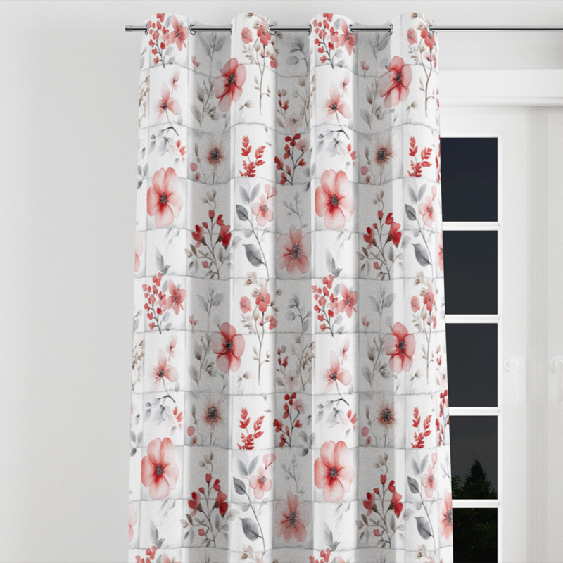 Patchwork Velvet Curtains - French Country Boldin Grommet Curtain - 1 Panel, 52" W x 63" L, Silver Grommets