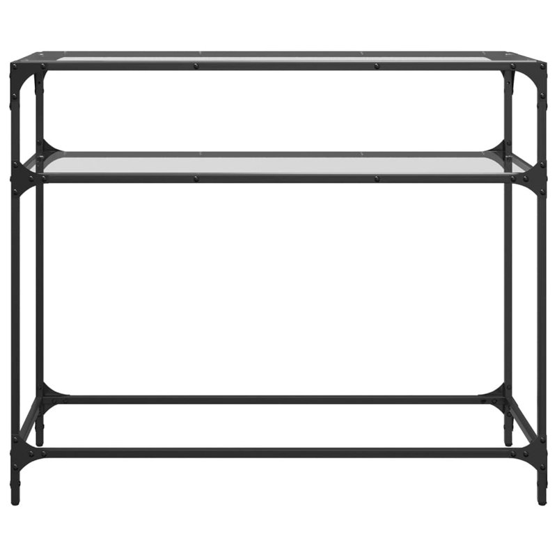 Console Table With Glass Top Steel, 81cm H x 98cm W x 35cm D, Transparent