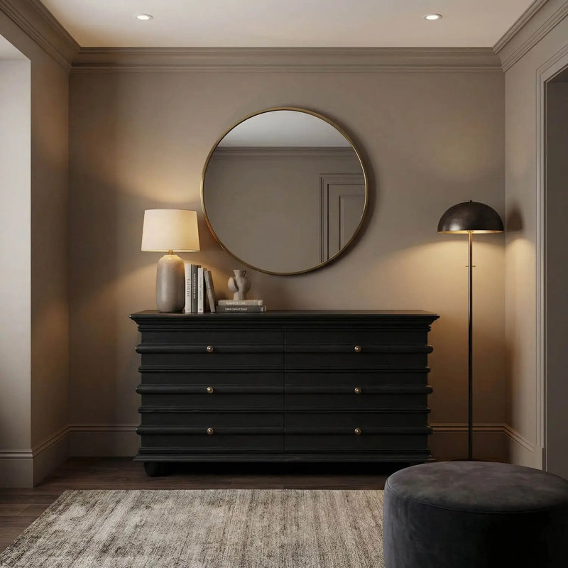 Ascona 61'' W 6 - Drawer Dresser, Hand Rubbed Black