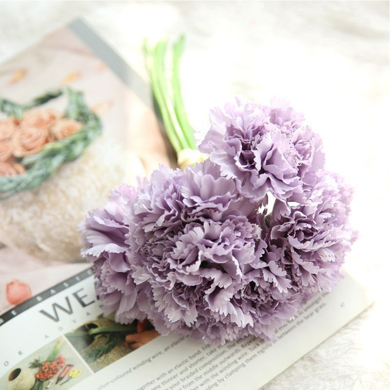 Faux Silk Carnation Arrangement, Light Purple