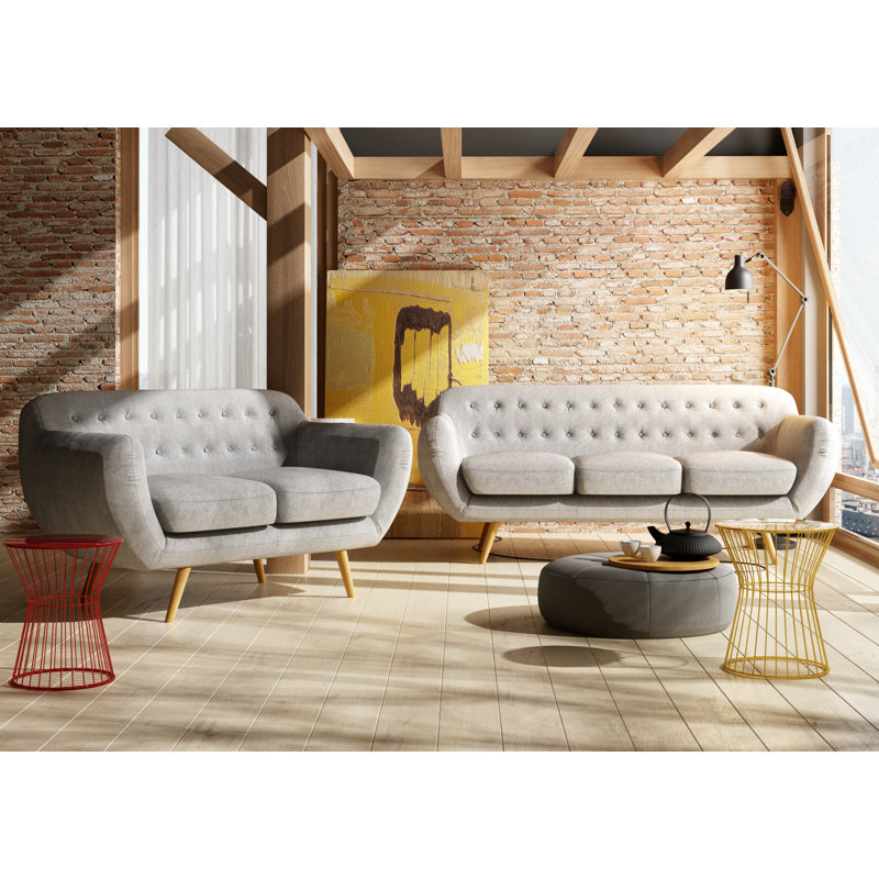 Millicent 2 Seater Loveseat, Light Grey