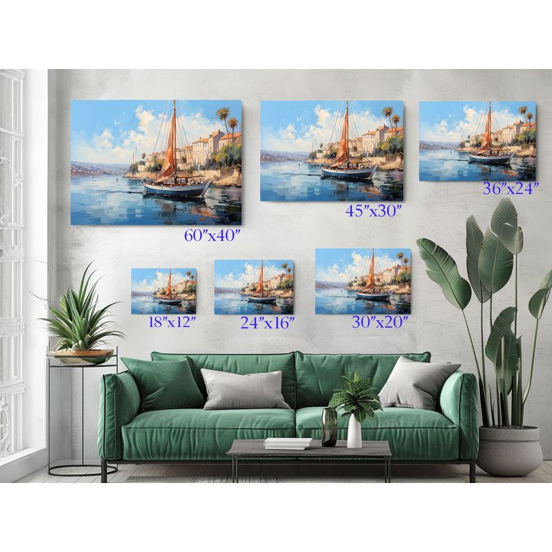 Reproduction d'art sur toile, "Peinture à l'huile de port avec bateaux", décoration murale moderne pour la maison et le bureau