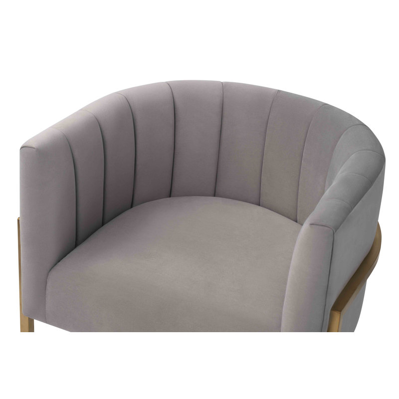 Flippen Velvet Barrel Chair, Gold, Gray